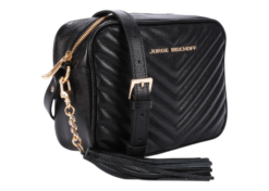 Jorge Bischoff Black Quilted Crossbody Bag with Tassel